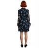 Kadınlar İçin Dik Yaka Fırfır Detaylı Çiçek Desenli Şifon A Line Uzun Kollu Mini Elbise Kaliteli