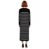 Kadınlar İçin Rahat Shift Kalıp Çizgili Triko Maxi Elbise Düşük Kol Düğmeli Kışlık Günlük Şıklık