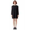 Kadınlar İçin Şık Siyah Dokuma Detaylı Uzun Kollu Mini Shift Örme Elbise Kış Sezonu Şıklığı