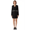 Kadınlara Özel Siyah Kruvaze Ceket Yaka Mini Elbise Standart Kol Kış Ofis Stili Kaliteli Şık