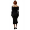 Kadınların Şık Gündüz Gece Kombinleri İçin İdeal Carmen Yaka Midi Boy Triko Elbise Kaliteli