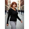 Kadınların Vazgeçilmezi Siyah İnce Fitilli Bodycone Kayık Yaka Triko Bluz Kışa Özel Kaliteli