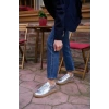 Kalın Bağcıklı Deri Görünümlü Spor Ayakkabı Sneaker Gümüş
