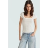 Kare Yaka Fitted Ribana Örme Bluz Yazlık Günlük Kombinler İçin Konforlu Kesim