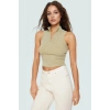 Kaşkorse Örme Bluz Crop Fitted Halter Yaka Fermuarlı Detay Trend Tasarım Premium Kalite