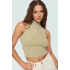 Kaşkorse Örme Bluz Crop Fitted Halter Yaka Fermuarlı Detay Trend Tasarım Premium Kalite