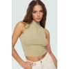 Kaşkorse Örme Bluz Crop Fitted Halter Yaka Fermuarlı Detay Trend Tasarım Premium Kalite