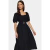 Kemerli Pamuklu Midi Elbise Dokuma Terrycotton Kumaş Günlük Casual Stil Rahat Seçkin Malzeme