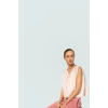 Keten Crop Bluz Dik Yaka Bağlama Detayı Günlük Stil Özel Tasarım Şık Görünüm