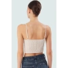 Keten Görünümlü İnce Askılı Crop Bluz Yazlık Rahat Günlük Stil Şık Görünüm Profesyonel