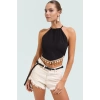 Keten Karışımlı Kolsuz Plaj Bluz Hakim Yaka Aksesuarlı Yazlık Modern Stil Uzun Ömürlü