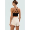 Keten Karışımlı Kolsuz Plaj Bluz Hakim Yaka Aksesuarlı Yazlık Modern Stil Uzun Ömürlü