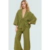 Keten Karışımlı Oversize Gömlek Pantolon Takım Plaj ve Günlük Kullanım Rahat Şık