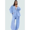Keten Karışımlı Oversize Gömlek Pantolon Takım Plaj ve Günlük Kullanım Rahat Şık