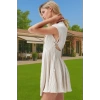 Keten Karışımlı V Yaka Mini Elbise Cut Out Detaylı Yazlık Elbise Profesyonel Görünüm Trend Tasarım