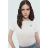 Kısa Kollu Bisiklet Yaka Fitted Örme Bluz Modern Stil Uzun Ömürlü Zarifane Tasarım