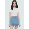 Kısa Kollu Bisiklet Yaka Fitted Örme Bluz Modern Stil Uzun Ömürlü Zarifane Tasarım