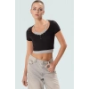 Kısa Kollu Bluz Vücudu Saran Örme Polyester Yazlık Profesyonel Görünüm Kaliteli İşçilik