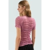 Kısa Kollu Büzgü Detaylı Örme Bluz Fitted Kalıp Kaliteli İşçilik Modern Stil Rahat Ve Şık