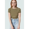 Kısa Kollu Çizgili Örme Bluz Rahat Şık Fitted Kalıp Kaliteli İşçilik Günlük Kullanım İçin