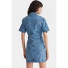 Kısa Kollu Denim Gömlek Elbise %Pamuk Midi Boy Casual Trend Tasarım Özel