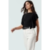 Kısa Kollu Kadın Bluz Polyester Örme Crop Bisiklet Yaka Günlük Stil Zarifane Tasarım