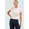 Kısa Kollu Örme Bluz Regular Boy Fitted Kalıp Bisiklet Yaka Yazlık Yüksek Kalite