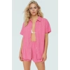Kısa Kollu Oversize Keten Karışımlı Şort Takım Plaj ve Günlük Kullanım İçin