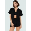 Kısa Kollu Oversize Keten Karışımlı Şort Takım Plaj ve Günlük Kullanım İçin