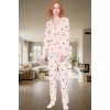 Kışlık %100 Pamuklu Pijama Takımı Kalpli Desenli Rahat Profesyonel Görünüm Ve Şık