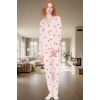 Kışlık %100 Pamuklu Pijama Takımı Kalpli Desenli Rahat Profesyonel Görünüm Ve Şık