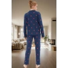 Kışlık %100 Pamuklu Pijama Takımı Kalpli Desenli Rahat Profesyonel Görünüm Ve Şık