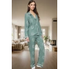 Kışlık 2li Pijama Takımı Güneş Desenli Viskon Dokuma Regular Kalıp Şık Görünüm