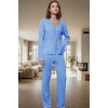Kışlık 2li Pijama Takımı Pamuk Karışımlı Hırka ve Pantolon Uzun Ömürlü Dayanıklı Malzeme