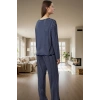Kışlık Rahat Pijama Takımı 96% Viskon Çizgili Geniş Paça Yüksek Kalite Mükemmel Uyum