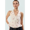 Kolsuz Bluz Fitted Terrycotton Kumaş Biber Desenli Şık Tasarım Dayanıklı Malzeme Yüksek Kalite