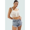 Kolsuz Dantelli Örme Bluz Plaj Günlük Yazlık Fitted Basic Uzun Ömürlü Rahat Kullanım
