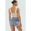 Kolsuz Dantelli Örme Bluz Plaj Günlük Yazlık Fitted Basic Uzun Ömürlü Rahat Kullanım