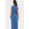 Kolsuz Denim Midi Elbise Basic Kalıp Pamuk Havuz Yaka Günlük Modern Stil Profesyonel Görünüm