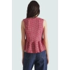 Kolsuz Ekose Bluz Polyester Elastan Jakarlı Örme Yazlık Günlük Rahat Ve Şık