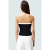 Kolsuz Fitted Bluz Renk Bloklu Desen ve Pamuklu Kumaş Rahat Kullanım Kaliteli İşçilik