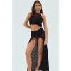 Kolsuz Kroşe Bluz Etek Takım Pamuklu Polyester Triko Yaz Plaj Modası Rahat Ve Şık