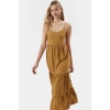 Kolsuz Maxi Elbise Skater Kalıp Lilyum Dokuma Günlük Kullanım Modern Stil Şık Görünüm