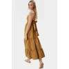 Kolsuz Maxi Elbise Skater Kalıp Lilyum Dokuma Günlük Kullanım Modern Stil Şık Görünüm