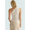 Kolsuz Örme Bluz Asimetrik Yaka Fitted Büzgü ve Drape Detaylar Rahat Kalıp Uzun Ömürlü
