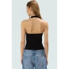 Kolsuz Örme Bluz Boyundan Bağlamalı Fitted Kalıp Trend Tasarım Rahat Ve Şık