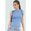 Kolsuz Örme Bluz Fitted Bisiklet Yaka Rahat Günlük Stil Zarifane Tasarım Uzun Ömürlü