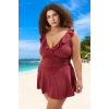 Konforlu Modern Büzgülü Büyük Beden Mayo Plus Size UV Korumalı Özgüvenli Stil