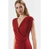 Kruvaze Midi Elbise 96% Polyester 4% Elastan 120 cm Boy Bodycon Özel Tasarım Rahat Ve Şık