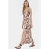 Leopar Desenli Kolsuz Viskoz Maxi Elbise A Line Kesim Yırtmaç Detay Zarifane Tasarım Modern Stil